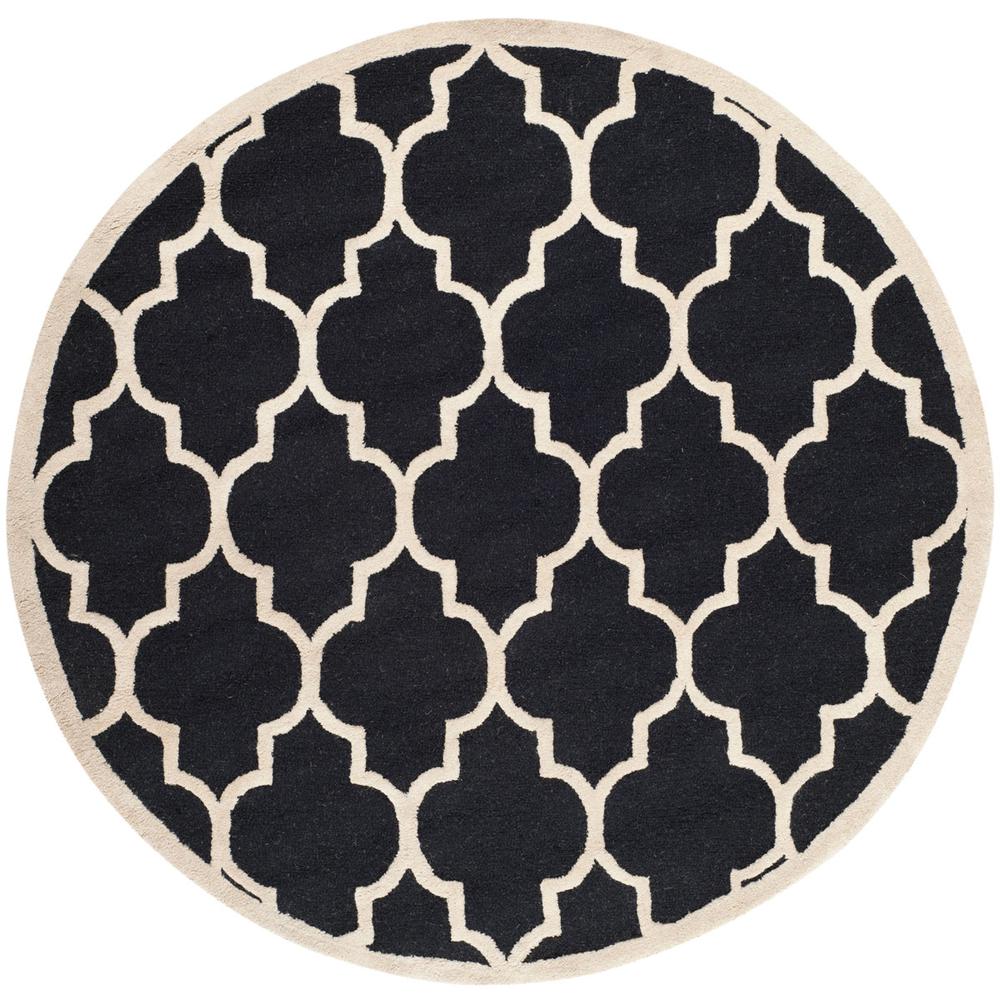 CAMBRIDGE, BLACK / IVORY, 6' X 6' Round, Area Rug, CAM134E-6R. Picture 1