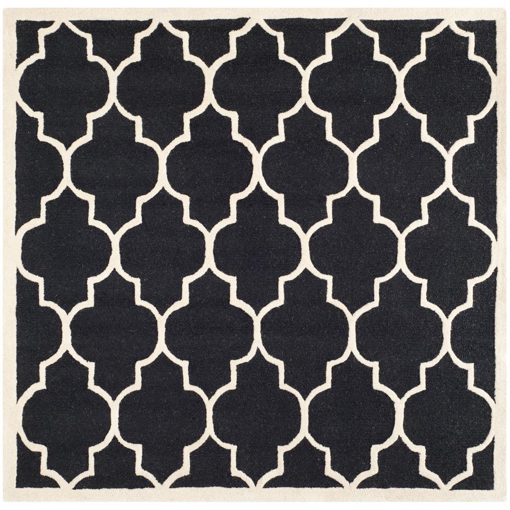 CAMBRIDGE, BLACK / IVORY, 6' X 6' Square, Area Rug, CAM134E-6SQ. Picture 1