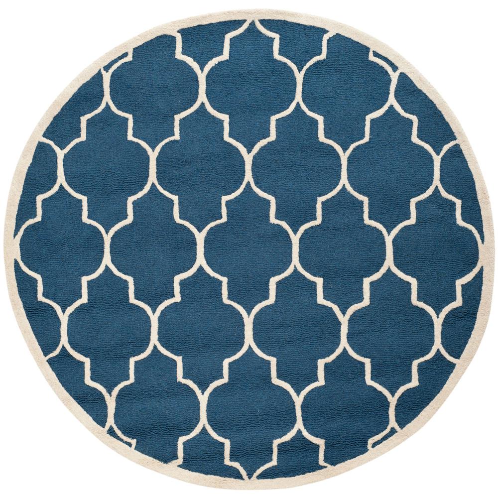 CAMBRIDGE, NAVY / IVORY, 6' X 6' Round, Area Rug, CAM134G-6R. Picture 1