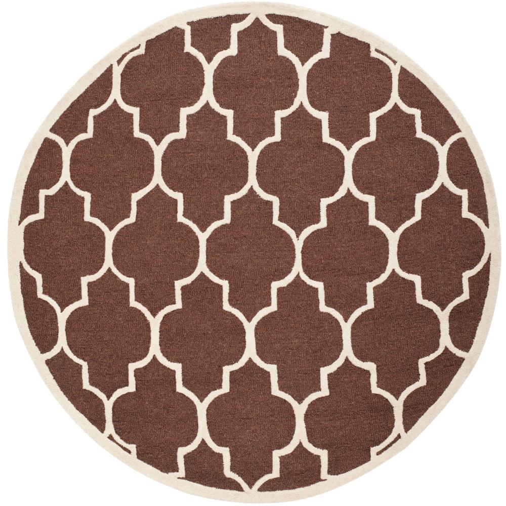 CAMBRIDGE, DARK BROWN / IVORY, 6' X 6' Round, Area Rug, CAM134H-6R. Picture 1