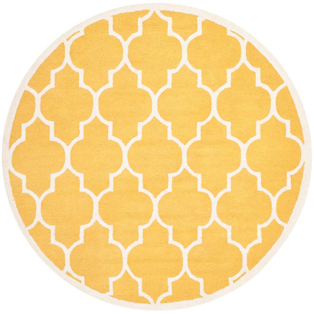 CAMBRIDGE, GOLD / IVORY, 6' X 6' Round, Area Rug, CAM134Q-6R. Picture 1