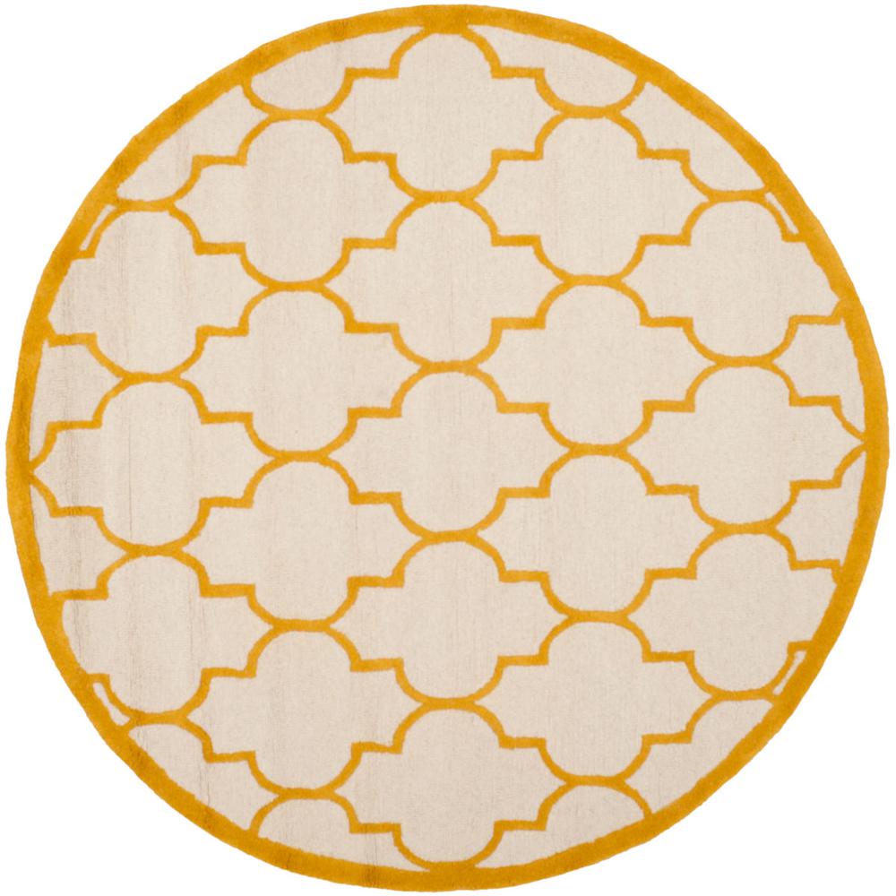 CAMBRIDGE, IVORY / GOLD, 6' X 6' Round, Area Rug, CAM134U-6R. Picture 1
