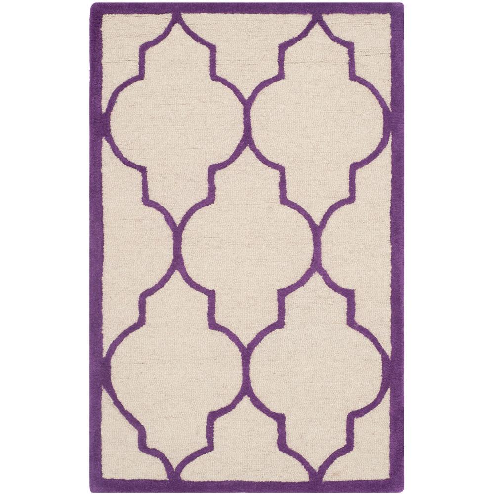 CAMBRIDGE, IVORY / PURPLE, 2'-6" X 4', Area Rug, CAM134V-24. Picture 1
