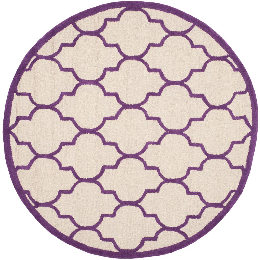 CAMBRIDGE, IVORY / PURPLE, 6' X 6' Round, Area Rug, CAM134V-6R. Picture 1