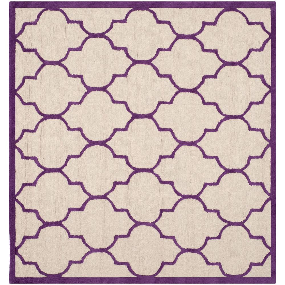 CAMBRIDGE, IVORY / PURPLE, 6' X 6' Square, Area Rug, CAM134V-6SQ. Picture 1