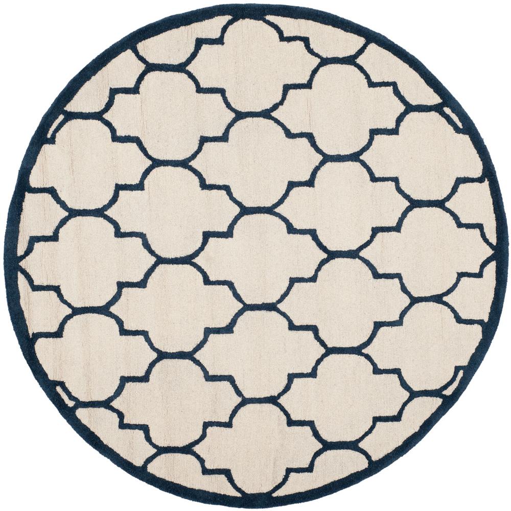 CAMBRIDGE, IVORY / NAVY, 6' X 6' Round, Area Rug, CAM134Z-6R. Picture 1