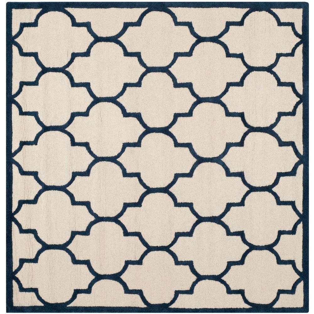 CAMBRIDGE, IVORY / NAVY, 6' X 6' Square, Area Rug, CAM134Z-6SQ. Picture 1