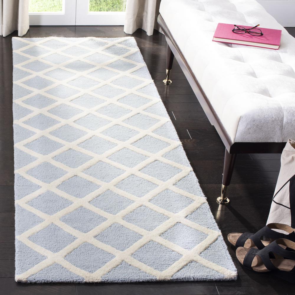 CAMBRIDGE, LIGHT BLUE / IVORY, 2'-6" X 12', Area Rug, CAM135A-212. Picture 3