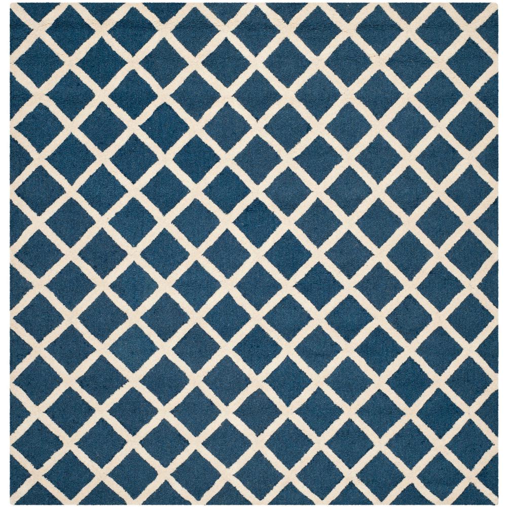 CAMBRIDGE, NAVY / IVORY, 6' X 6' Square, Area Rug, CAM135G-6SQ. Picture 1