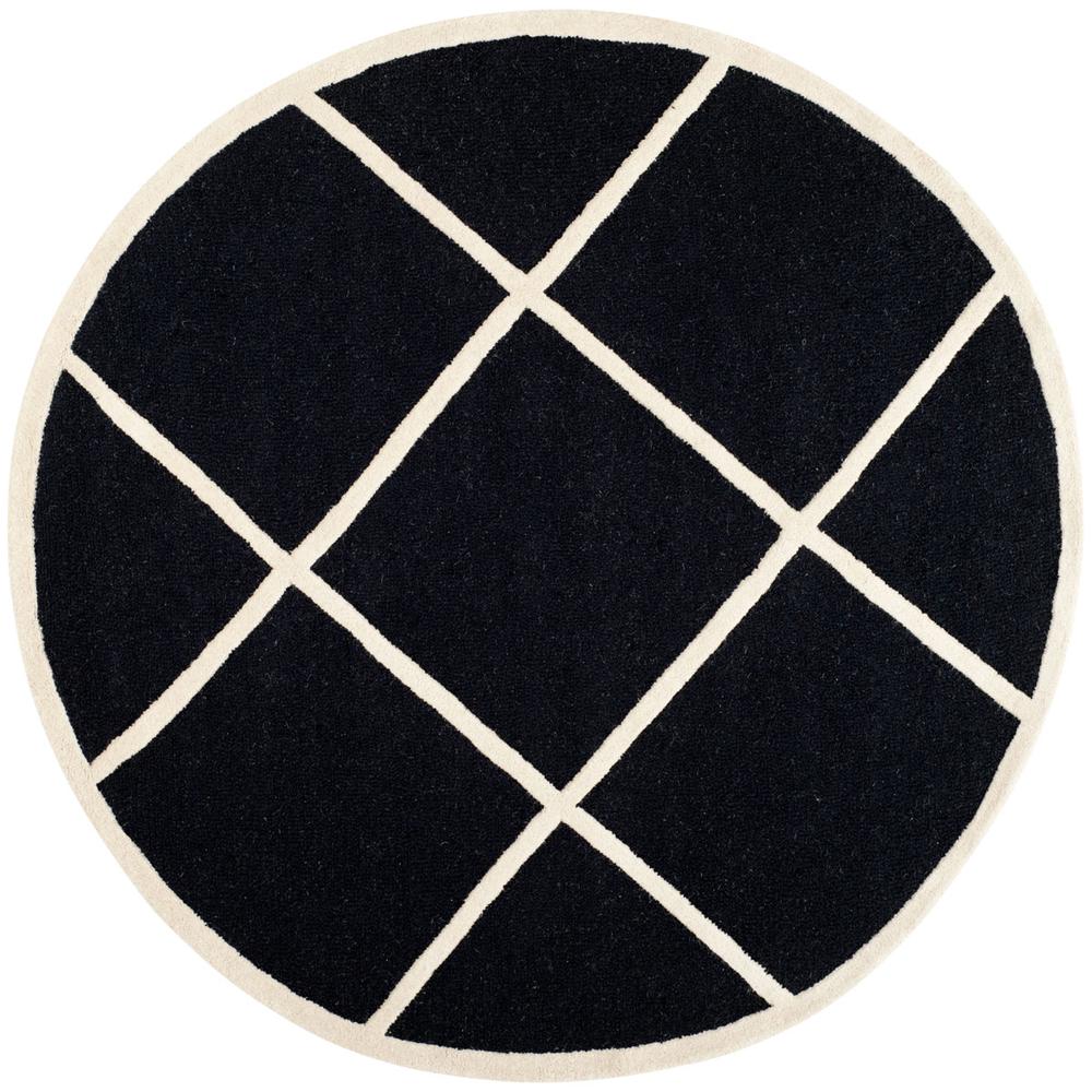 CAMBRIDGE, BLACK / IVORY, 6' X 6' Round, Area Rug, CAM136E-6R. Picture 1
