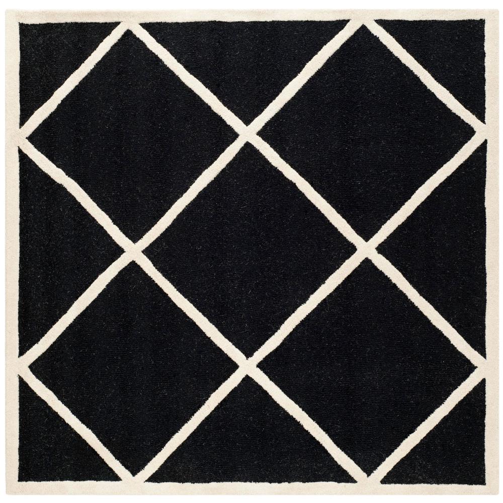 CAMBRIDGE, BLACK / IVORY, 6' X 6' Square, Area Rug, CAM136E-6SQ. Picture 1