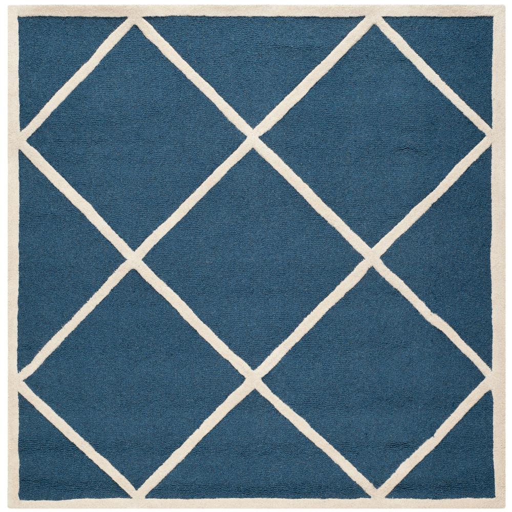 CAMBRIDGE, NAVY / IVORY, 6' X 6' Square, Area Rug, CAM136G-6SQ. Picture 1
