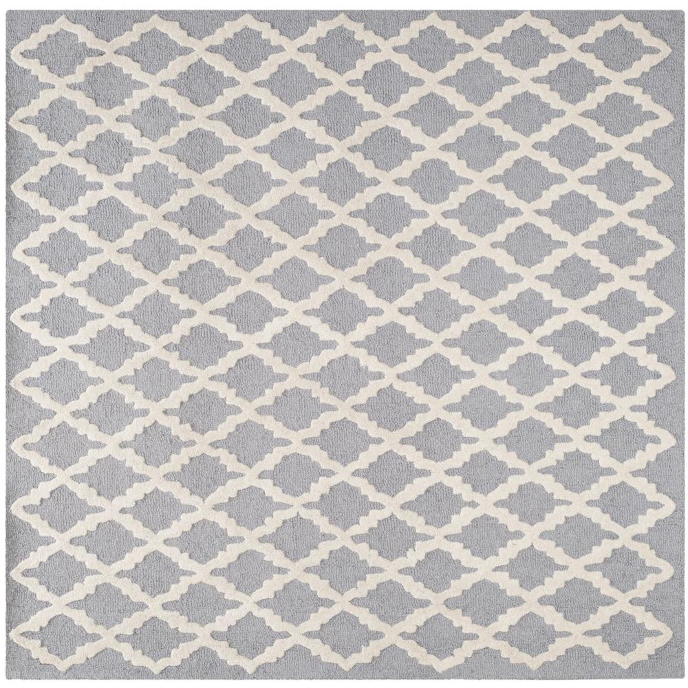 CAMBRIDGE, SILVER / IVORY, 6' X 6' Square, Area Rug, CAM137D-6SQ. Picture 1