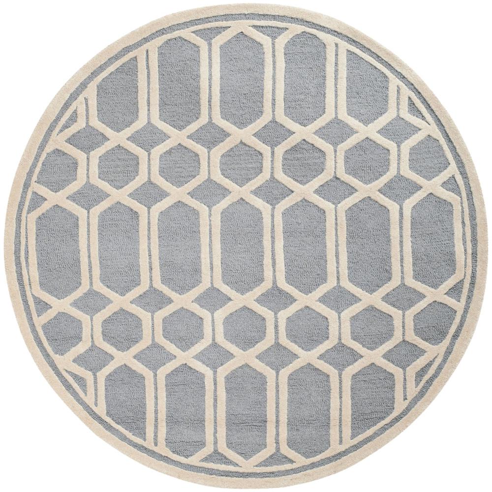 CAMBRIDGE, SILVER / IVORY, 6' X 6' Round, Area Rug, CAM138D-6R. Picture 1