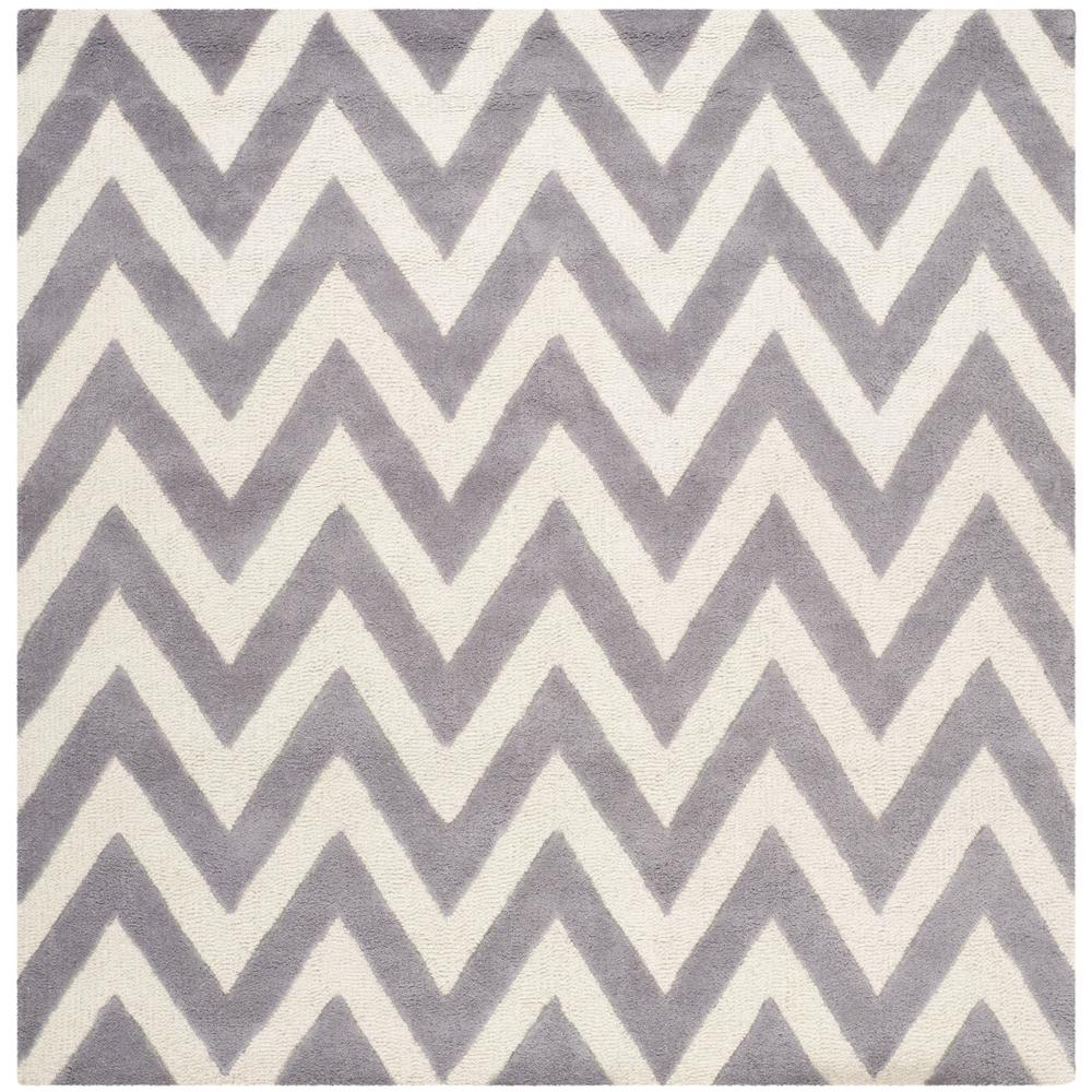 CAMBRIDGE, SILVER / IVORY, 4' X 4' Square, Area Rug, CAM139D-4SQ. Picture 1