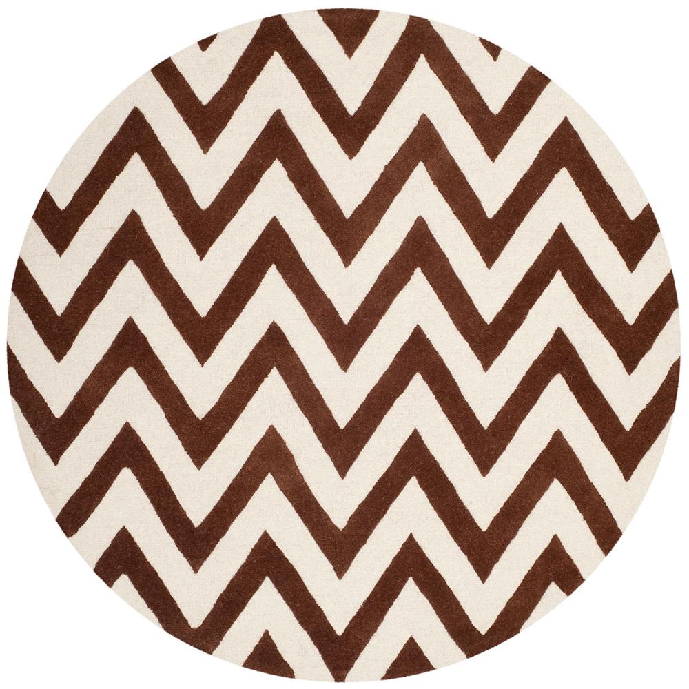 CAMBRIDGE, DARK BROWN / IVORY, 6' X 6' Round, Area Rug, CAM139H-6R. Picture 1