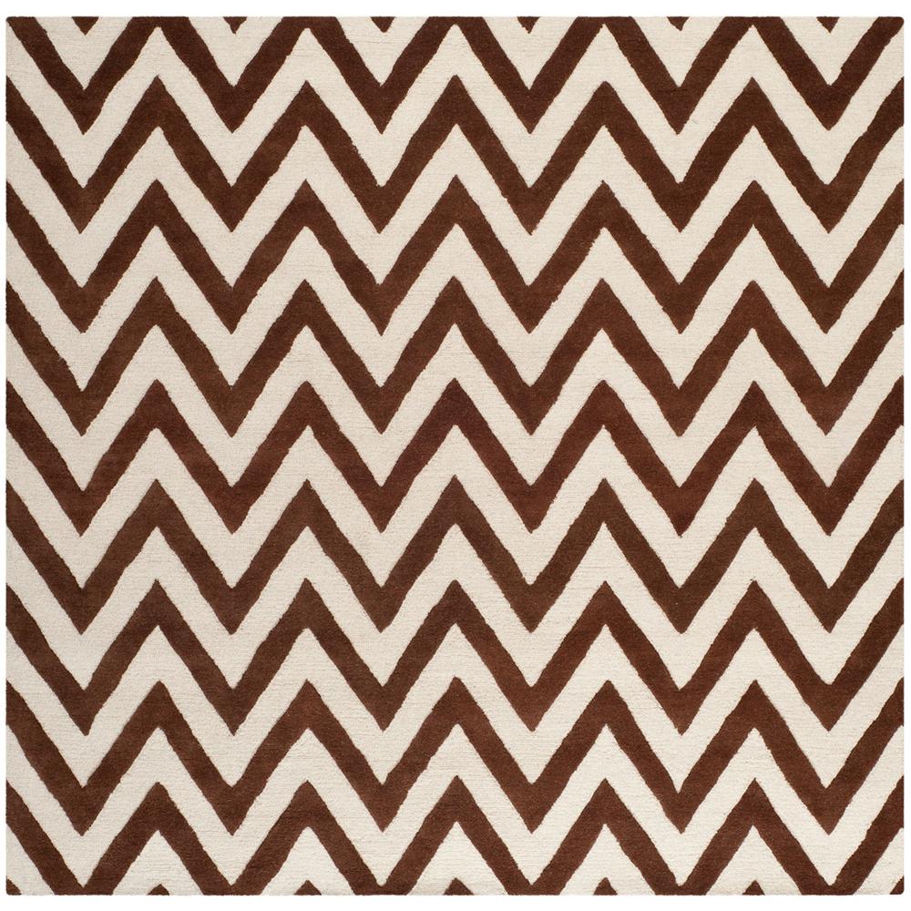 CAMBRIDGE, DARK BROWN / IVORY, 8' X 8' Square, Area Rug, CAM139H-8SQ. Picture 1