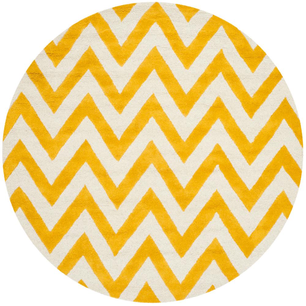 CAMBRIDGE, GOLD / IVORY, 6' X 6' Round, Area Rug, CAM139Q-6R. Picture 1