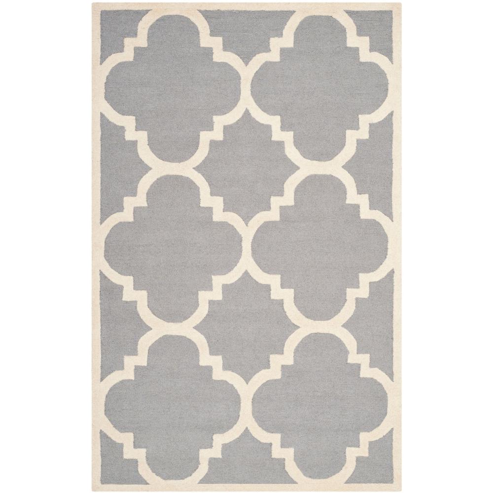 CAMBRIDGE, SILVER / IVORY, 5' X 8', Area Rug, CAM140D-5. Picture 1