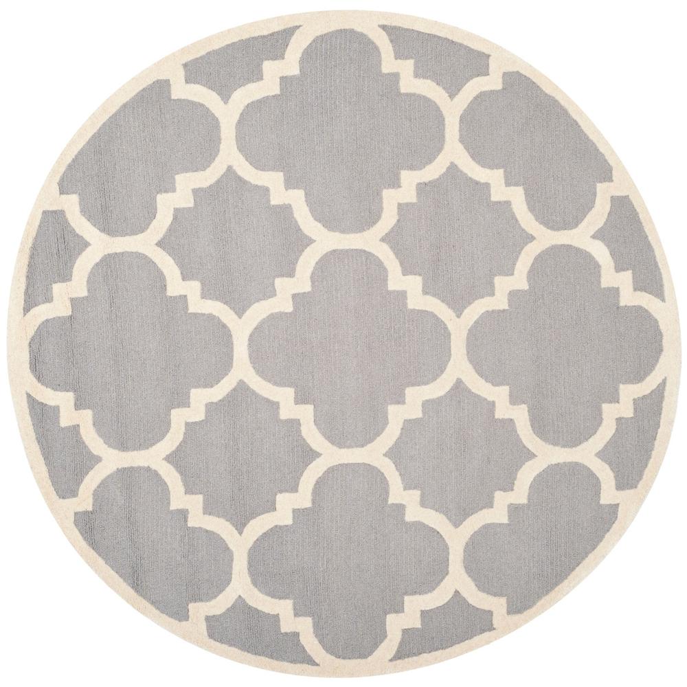CAMBRIDGE, SILVER / IVORY, 6' X 6' Round, Area Rug, CAM140D-6R. Picture 1