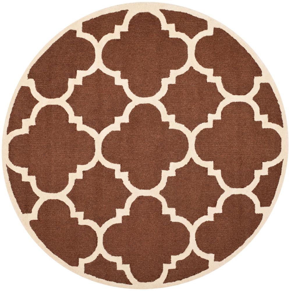 CAMBRIDGE, DARK BROWN / IVORY, 6' X 6' Round, Area Rug, CAM140H-6R. Picture 1