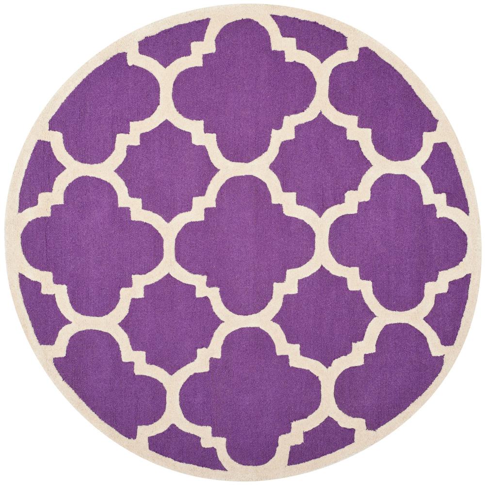 CAMBRIDGE, PURPLE / IVORY, 6' X 6' Round, Area Rug, CAM140K-6R. Picture 1