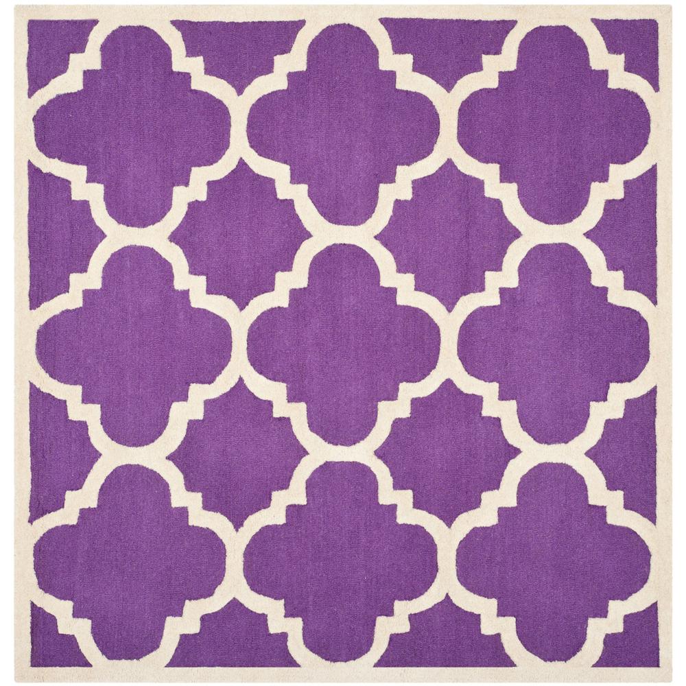 CAMBRIDGE, PURPLE / IVORY, 6' X 6' Square, Area Rug, CAM140K-6SQ. Picture 1