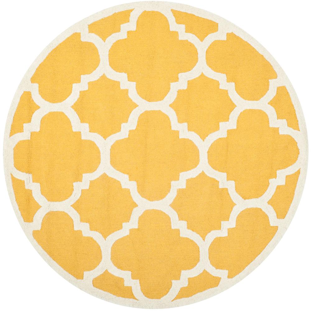 CAMBRIDGE, GOLD / IVORY, 6' X 6' Round, Area Rug, CAM140Q-6R. Picture 1