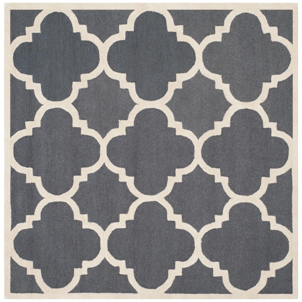 CAMBRIDGE, DARK GREY / IVORY, 6' X 6' Square, Area Rug, CAM140X-6SQ. Picture 1