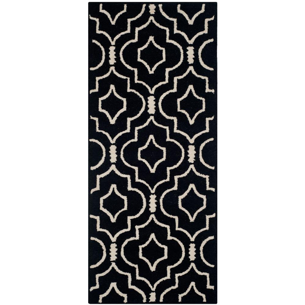 CAMBRIDGE, BLACK / IVORY, 2'-6" X 6', Area Rug, CAM141E-26. Picture 1