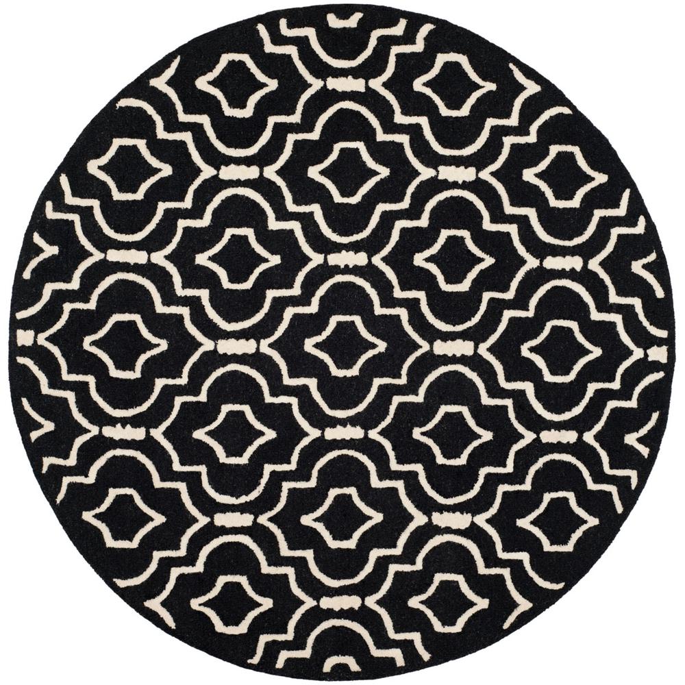 CAMBRIDGE, BLACK / IVORY, 6' X 6' Round, Area Rug, CAM141E-6R. Picture 1