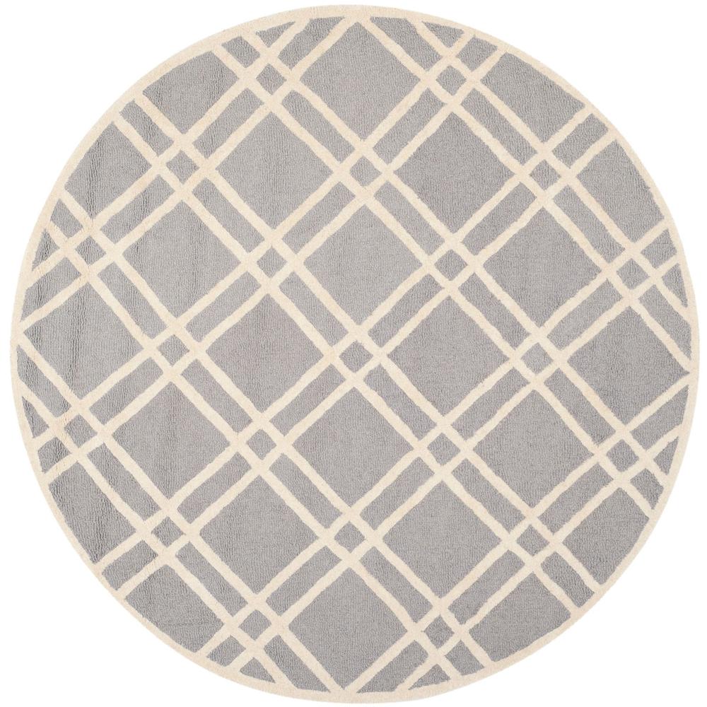 CAMBRIDGE, SILVER / IVORY, 6' X 6' Round, Area Rug, CAM142D-6R. Picture 1
