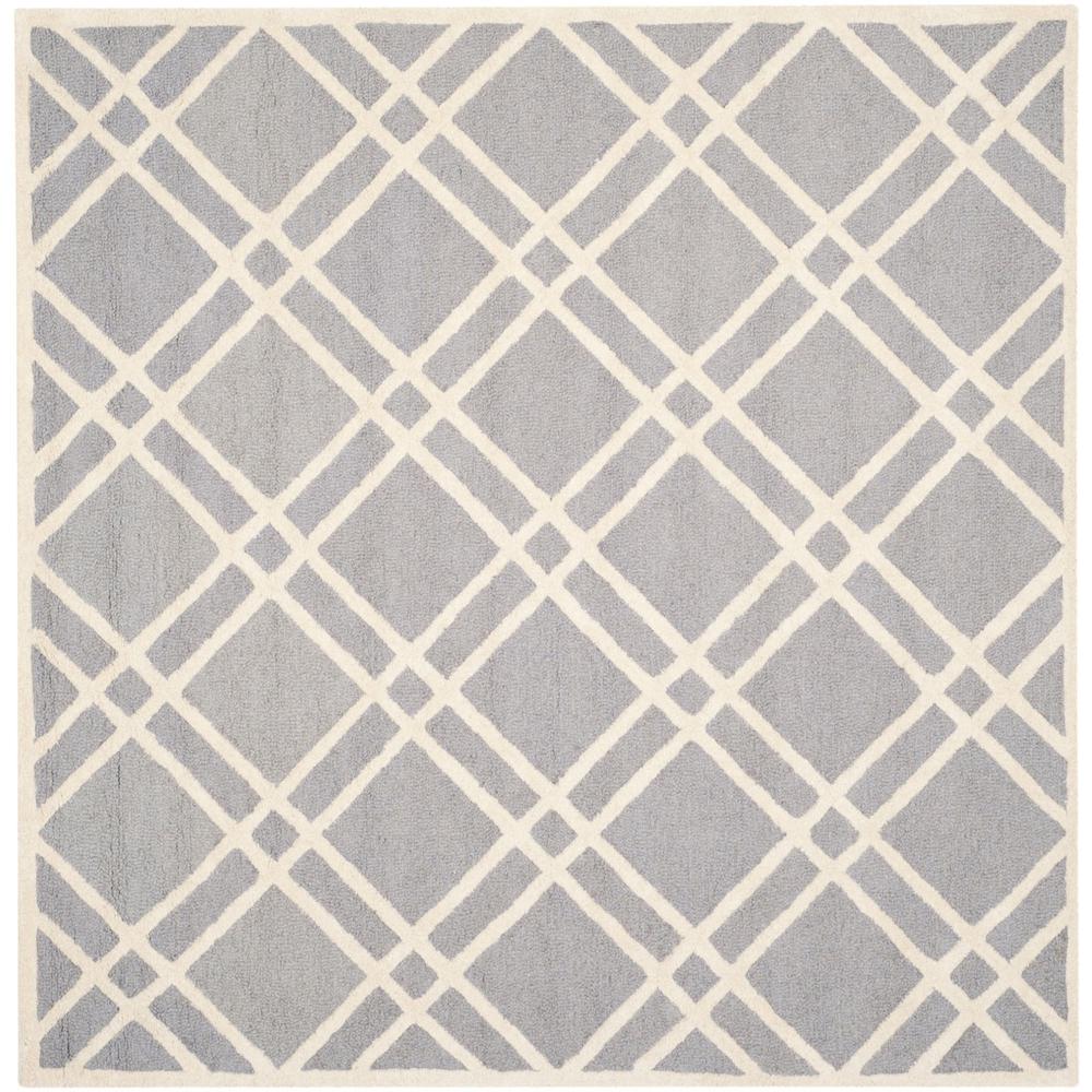 CAMBRIDGE, SILVER / IVORY, 6' X 6' Square, Area Rug, CAM142D-6SQ. Picture 1