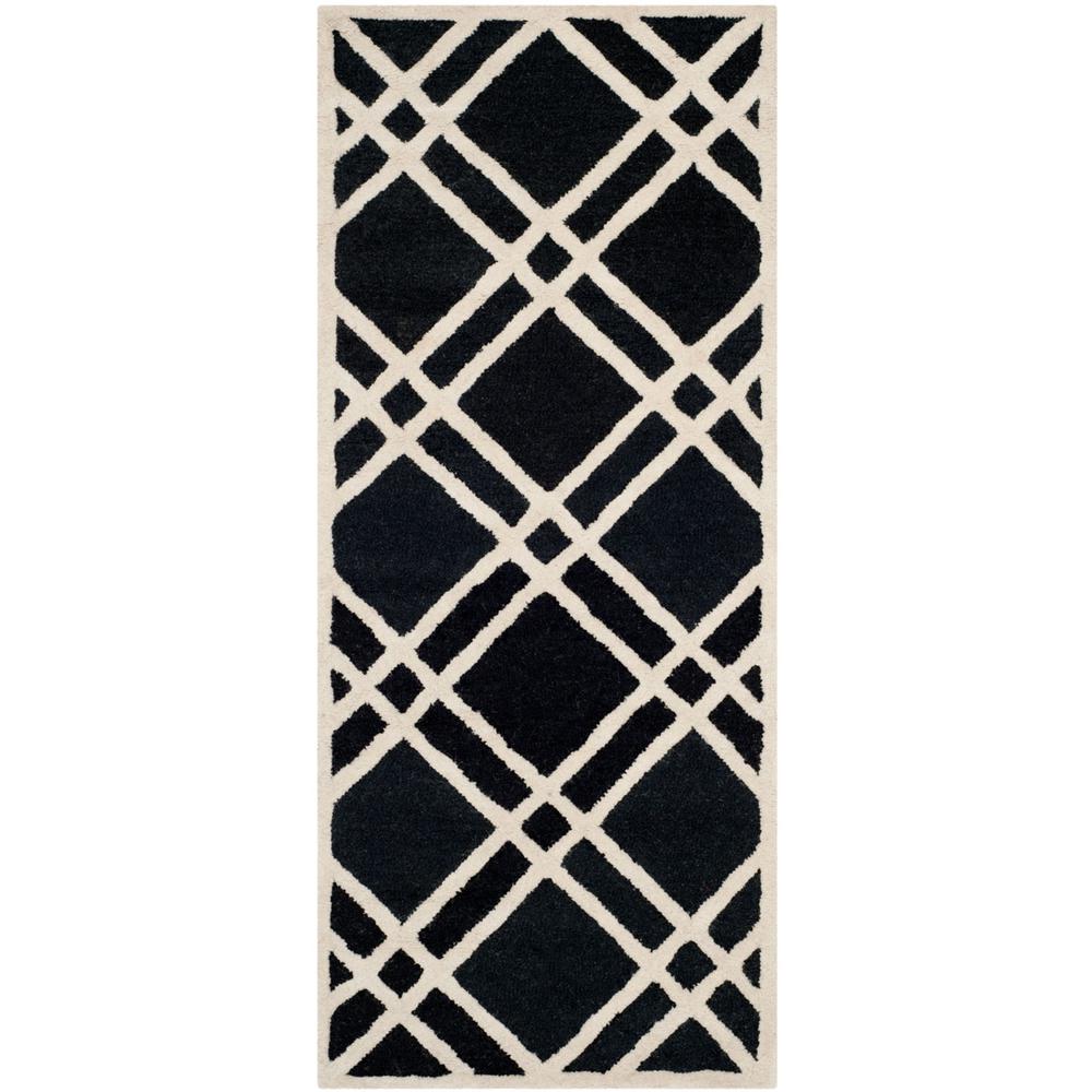 CAMBRIDGE, BLACK / IVORY, 2'-6" X 6', Area Rug, CAM142E-26. Picture 1
