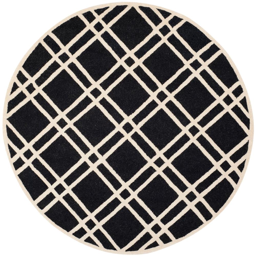 CAMBRIDGE, BLACK / IVORY, 6' X 6' Round, Area Rug, CAM142E-6R. Picture 1
