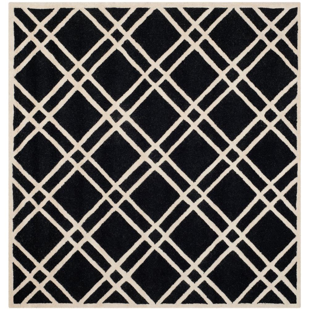 CAMBRIDGE, BLACK / IVORY, 6' X 6' Square, Area Rug, CAM142E-6SQ. Picture 1