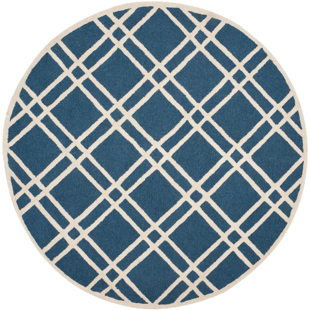 CAMBRIDGE, NAVY BLUE / IVORY, 6' X 6' Round, Area Rug, CAM142G-6R. Picture 1