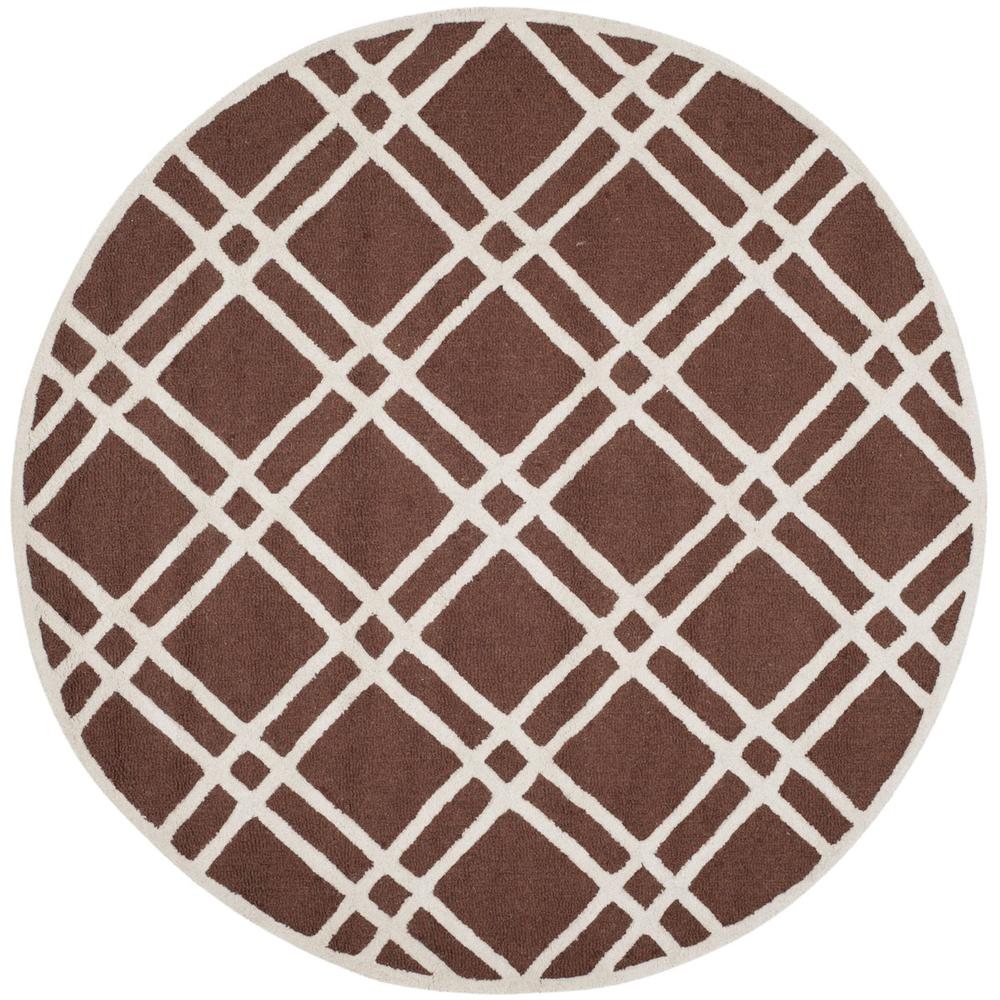 CAMBRIDGE, DARK BROWN / IVORY, 6' X 6' Round, Area Rug, CAM142H-6R. Picture 1