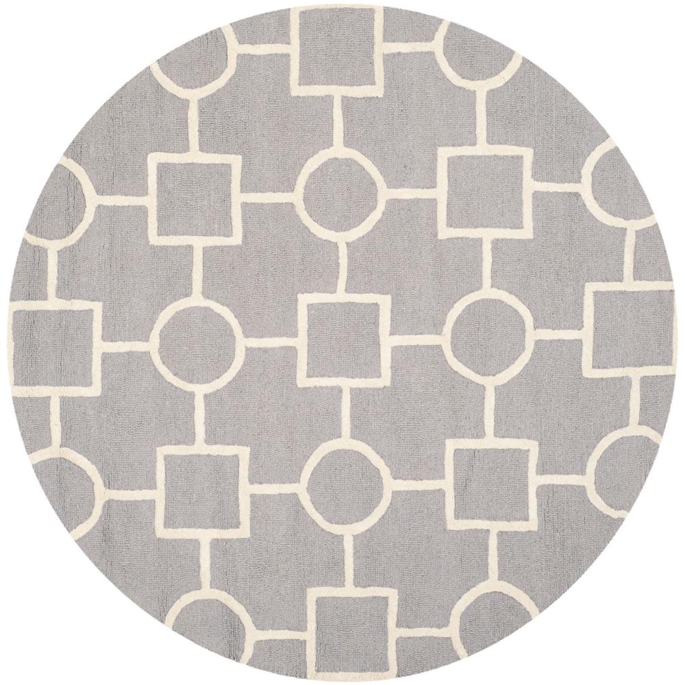 CAMBRIDGE, SILVER / IVORY, 6' X 6' Round, Area Rug, CAM143D-6R. Picture 1