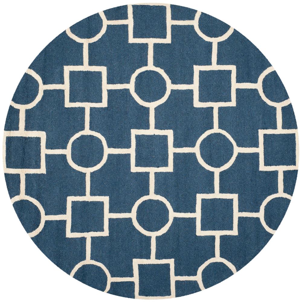 CAMBRIDGE, NAVY BLUE / IVORY, 6' X 6' Round, Area Rug, CAM143G-6R. Picture 1