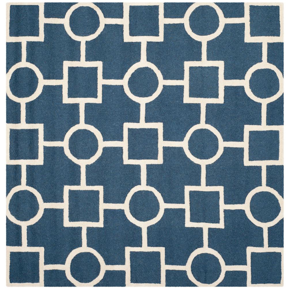 CAMBRIDGE, NAVY BLUE / IVORY, 6' X 6' Square, Area Rug, CAM143G-6SQ. Picture 1