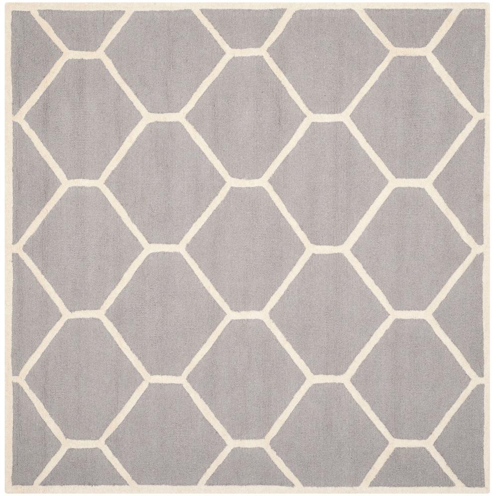 CAMBRIDGE, SILVER / IVORY, 6' X 6' Square, Area Rug, CAM144D-6SQ. Picture 1
