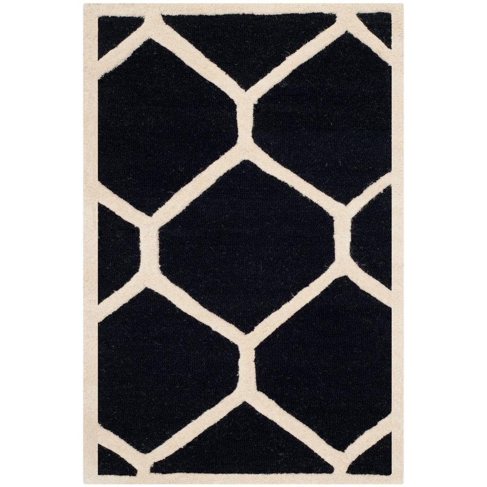 CAMBRIDGE, BLACK / IVORY, 2'-6" X 4', Area Rug, CAM144E-24. Picture 1