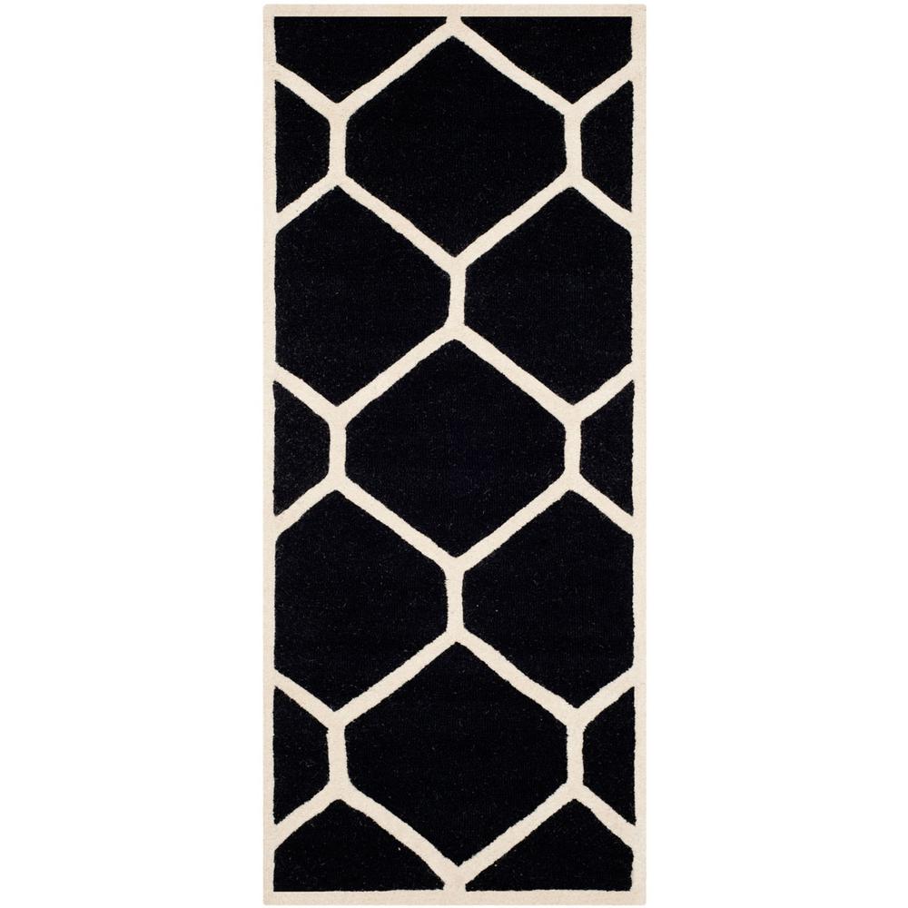CAMBRIDGE, BLACK / IVORY, 2'-6" X 6', Area Rug, CAM144E-26. Picture 1