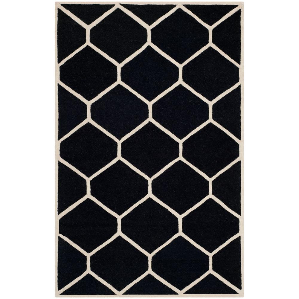 CAMBRIDGE, BLACK / IVORY, 5' X 8', Area Rug, CAM144E-5. Picture 1