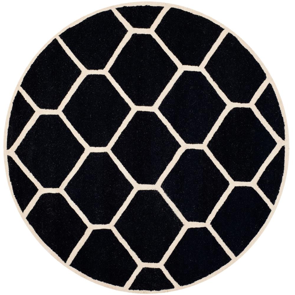 CAMBRIDGE, BLACK / IVORY, 6' X 6' Round, Area Rug, CAM144E-6R. Picture 1
