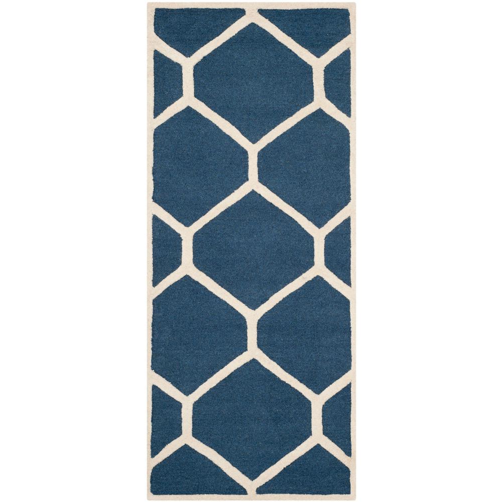 CAMBRIDGE, NAVY BLUE / IVORY, 2'-6" X 6', Area Rug, CAM144G-26. Picture 1