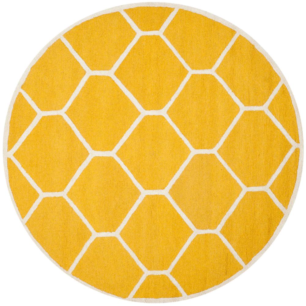 CAMBRIDGE, GOLD / IVORY, 6' X 6' Round, Area Rug, CAM144Q-6R. Picture 1