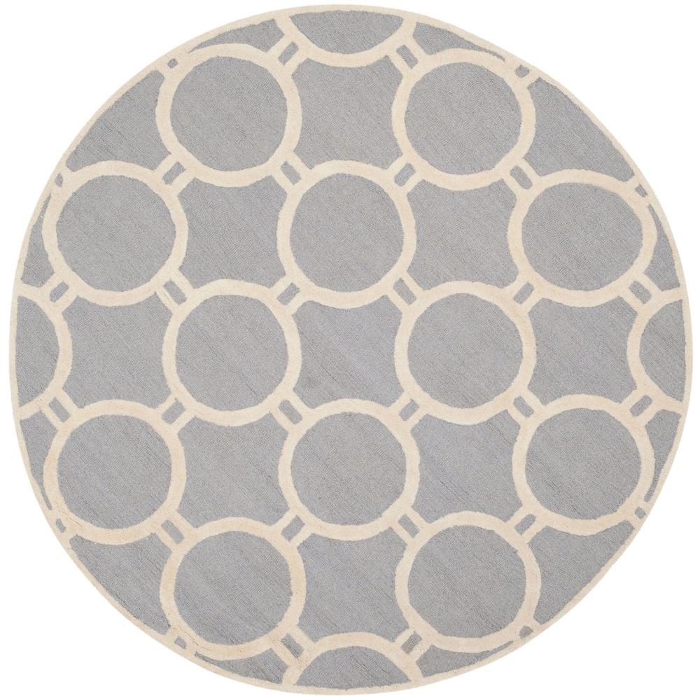 CAMBRIDGE, SILVER / IVORY, 6' X 6' Round, Area Rug, CAM145D-6R. Picture 1