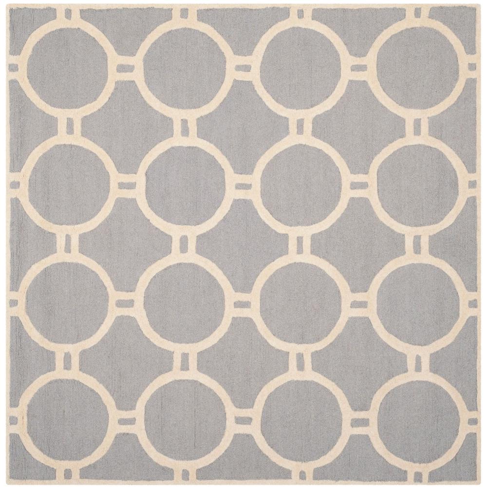CAMBRIDGE, SILVER / IVORY, 6' X 6' Square, Area Rug, CAM145D-6SQ. Picture 1